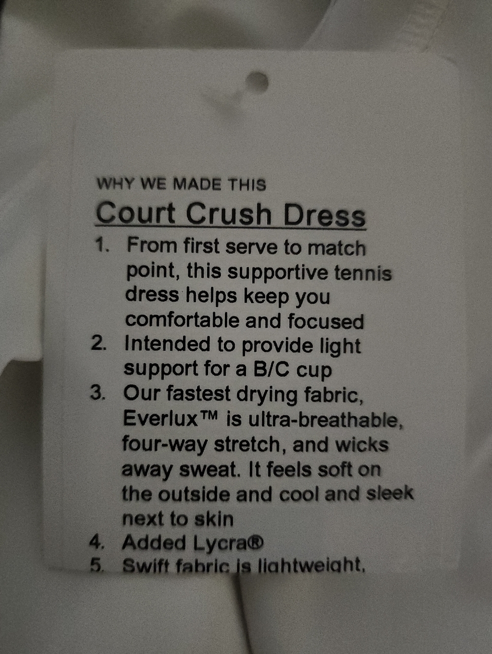 NWT Lululemon Court Crush Tennis Dress, Womens 4 - Picture 6 of 7